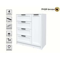 Тумба Тренд КТ-Т90 (Белый платинум ЛДСП/ Белый ЛМДФ) Ш900 В1020 Г451